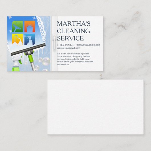 Cleaner Icons | Squeegee | Maids Visitekaartje (Voorkant / Achterkant)