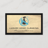 Cleaner Logo | Luxe lederen achtergrond Visitekaartje (Voorkant)
