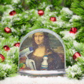 Cleaner Mona Lisa holding cleaning tools Da Vinci  Sneeuwbol (Kerstmis)