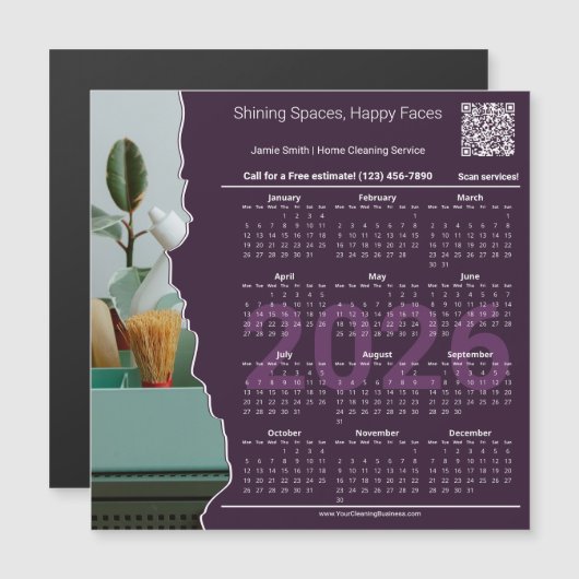 Cleaner Motto CTA QR-code 2026 Calendar Magnet (Voorkant / Achterkant)
