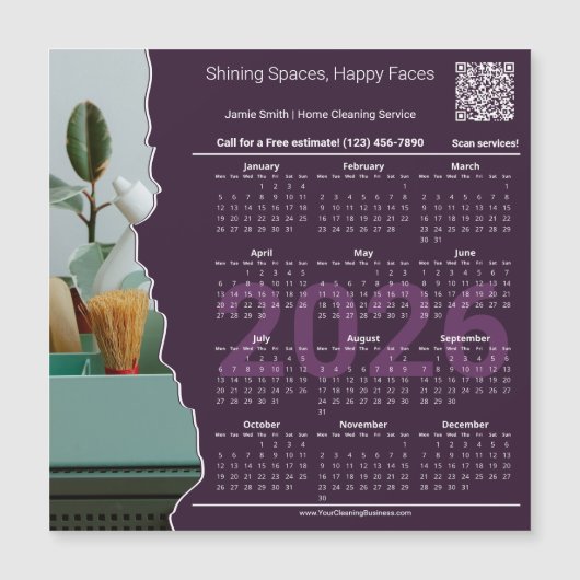 Cleaner Motto CTA QR-code 2026 Calendar Magnet (Voorkant)