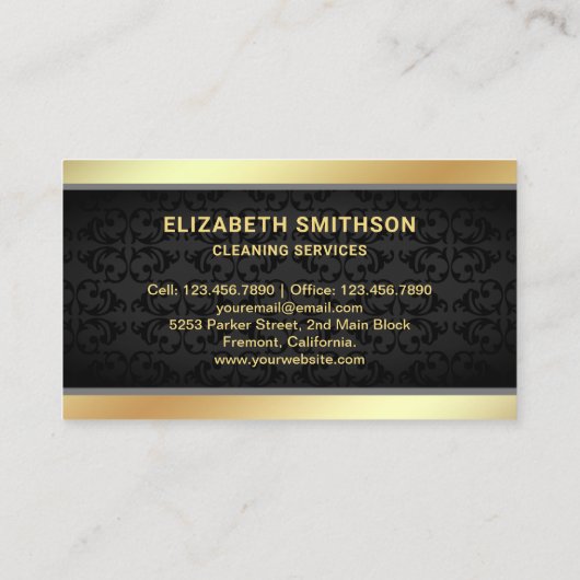Cleaner Reinigingsservices voor Black Damask Gold  Visitekaartje (Achterkant)