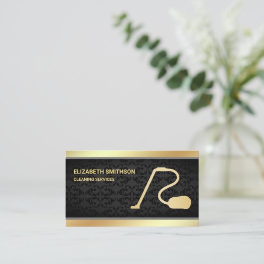 Cleaner Reinigingsservices voor Black Damask Gold  Visitekaartje (Staand voorkant)