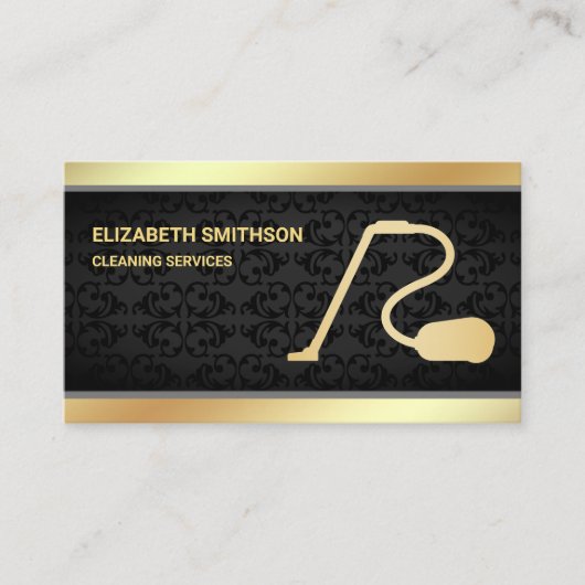 Cleaner Reinigingsservices voor Black Damask Gold Visitekaartje (Voorkant)