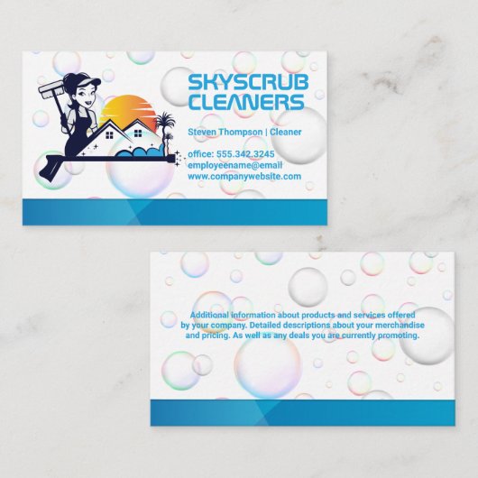 Cleaner with Squeegee | Soap Bubbles Visitekaartje (Voorkant / Achterkant)