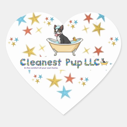 Cleanest Pup LLC Hart Sticker (Voorkant)