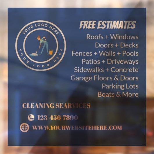 Cleaning Company | Custom Logo Cleaning Service Raamsticker (Vel 2)