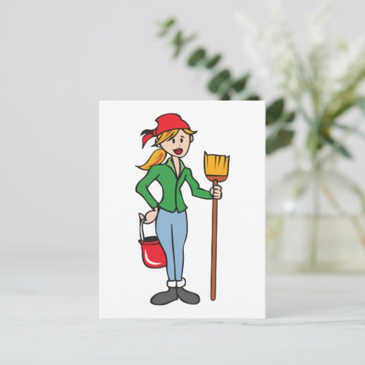 Cleaning Lady Briefkaart (Staand voorkant)