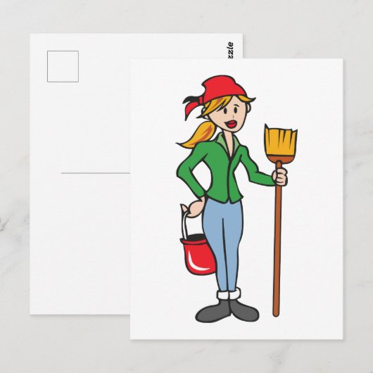 Cleaning Lady Briefkaart (Voorkant / Achterkant)