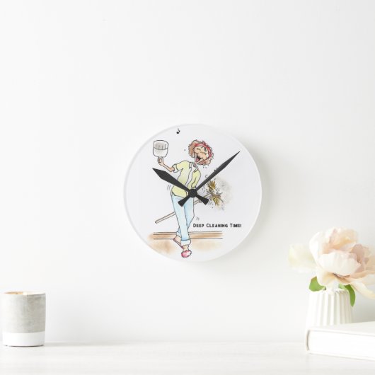 Cleaning Lady Clock Ronde Klok (Huis)