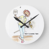 Cleaning Lady Clock Ronde Klok (Voorkant)