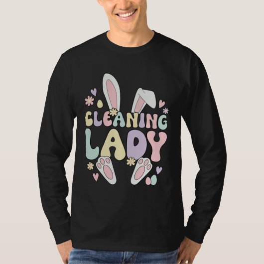 Cleaning Lady Easter Bunny Housekeeping Easter Day T-shirt (Voorkant)