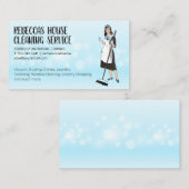 Cleaning Lady Holding Broom | Achtergrond Visitekaartje (Voorkant / Achterkant)