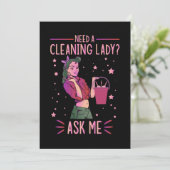 Cleaning Lady Housekeeper Housekeeping Cleaner Gra Bedankkaart (Staand voorkant)