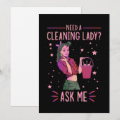 Cleaning Lady Housekeeper Housekeeping Cleaner Gra Bedankkaart (Voorkant / Achterkant)