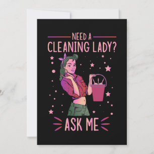 Cleaning Lady Housekeeper Housekeeping Cleaner Gra Bedankkaart