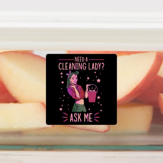 Cleaning Lady Housekeeper Housekeeping Cleaner Gra Labels (Aangebracht)