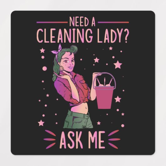 Cleaning Lady Housekeeper Housekeeping Cleaner Gra Labels (Design 2)