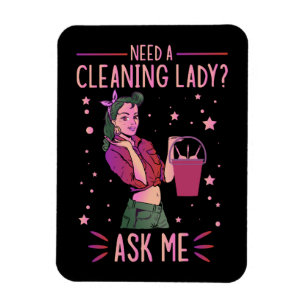 Cleaning Lady Housekeeper Housekeeping Cleaner Gra Magneet