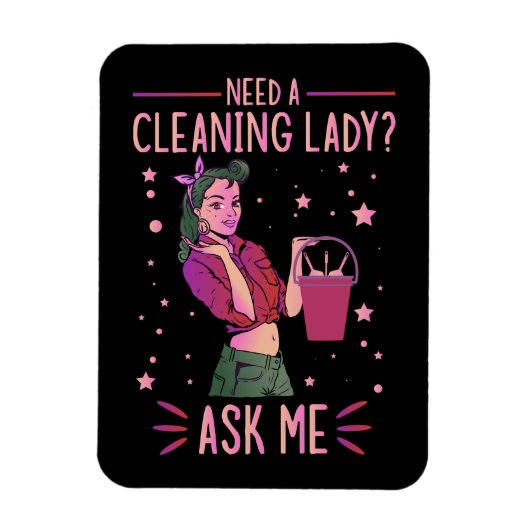 Cleaning Lady Housekeeper Housekeeping Cleaner Gra Magneet (Verticaal)
