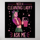 Cleaning Lady Housekeeper Housekeeping Cleaner Gra Poster (Voorkant)