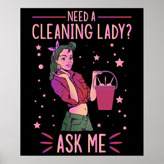 Cleaning Lady Housekeeper Housekeeping Cleaner Gra Poster (Voorkant)