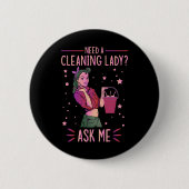 Cleaning Lady Housekeeper Housekeeping Cleaner Gra Ronde Button 5,7 Cm (Voorkant)
