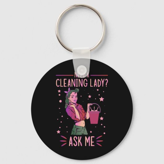 Cleaning Lady Housekeeper Housekeeping Cleaner Gra Sleutelhanger (Voorkant)