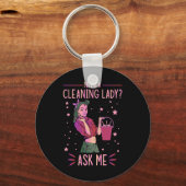Cleaning Lady Housekeeper Housekeeping Cleaner Gra Sleutelhanger (Voorkant)