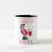 Cleaning Lady Housekeeper Housekeeping Cleaner Gra Tweekleurige Koffiemok (Center)