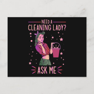 Cleaning Lady Housekeeper Housekeeping Cleaner Gra Uitnodiging Briefkaart