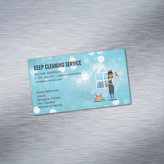 Cleaning Lady | Reinigingsdienst Magnetisch Visitekaartje (Voorbeeld)