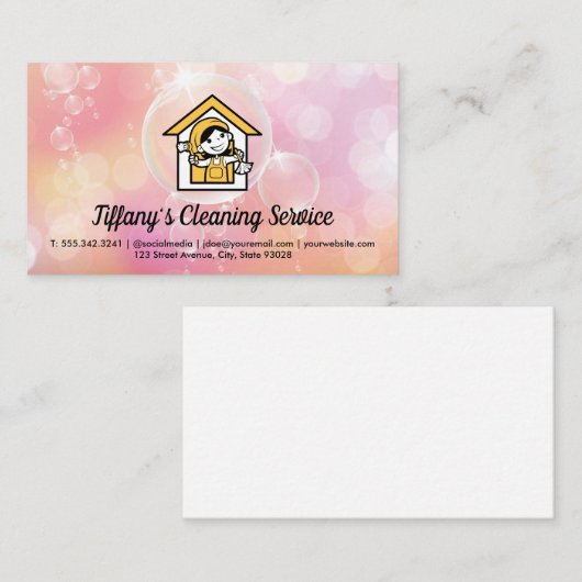 Cleaning Lady | Zeepbellen Visitekaartje (Voorkant / Achterkant)