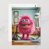 Cleaning monster happy with its vacuum cleaner briefkaart (Voorkant / Achterkant)