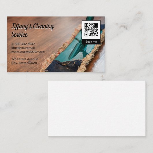 Cleaning Mop | qr code Visitekaartje (Voorkant / Achterkant)