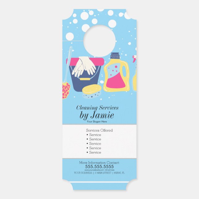 Cleaning Service Blue Business  Deurhanger (Voorkant)