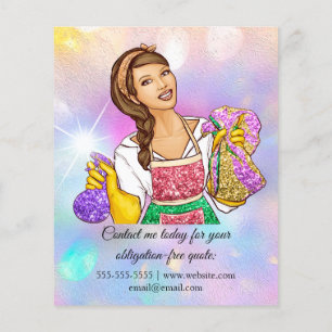 Cleaning Service House Houeping Holograded Girl Flyer