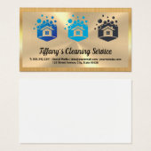 Cleaning Service House Logo | Goud metaal Visitekaartje (Voorkant /achterkant)