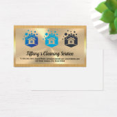 Cleaning Service House Logo | Goud metaal Visitekaartje (Bureau)