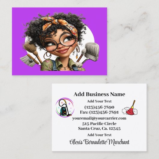 Cleaning Service Housekeeping  Business Card Visitekaartje (Voorkant / Achterkant)