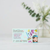 Cleaning Service Janitorial Lady Visitekaartje (Staand voorkant)