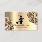 Cleaning Service Maid House Keeping Gold Glitter Visitekaartje (Voorkant)