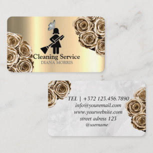 Cleaning Service Maid House Keeping Gold Glitter Visitekaartje