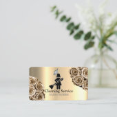 Cleaning Service Maid House Keeping Gold Glitter Visitekaartje (Staand voorkant)