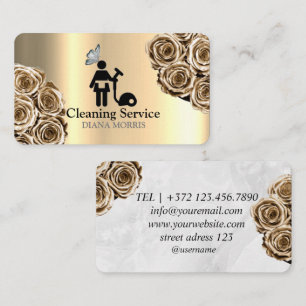Cleaning Service Maid House Keeping Gold Glitter Visitekaartje