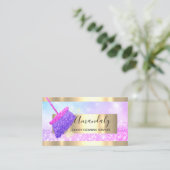 Cleaning Service Maid House Keeping Gold Glitter Visitekaartje (Staand voorkant)