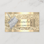 Cleaning Service Maid House Keeping Gold Grey Visitekaartje (Voorkant)