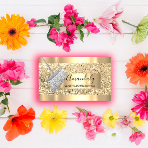 Cleaning Service Maid House Keeping Gold Grey Visitekaartje