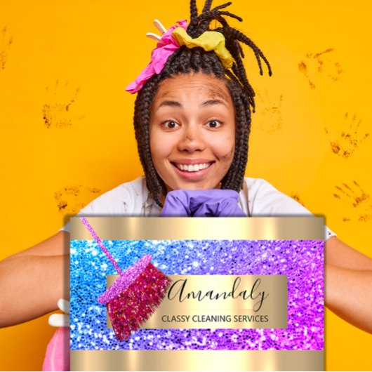 Cleaning Service Maid House Keeping Gold Spark Visitekaartje