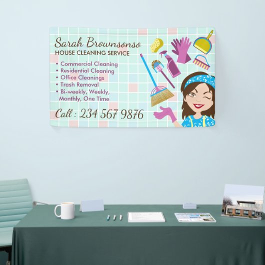 Cleaning Service omvat Janitorial Maid Business Spandoek (Beurs)